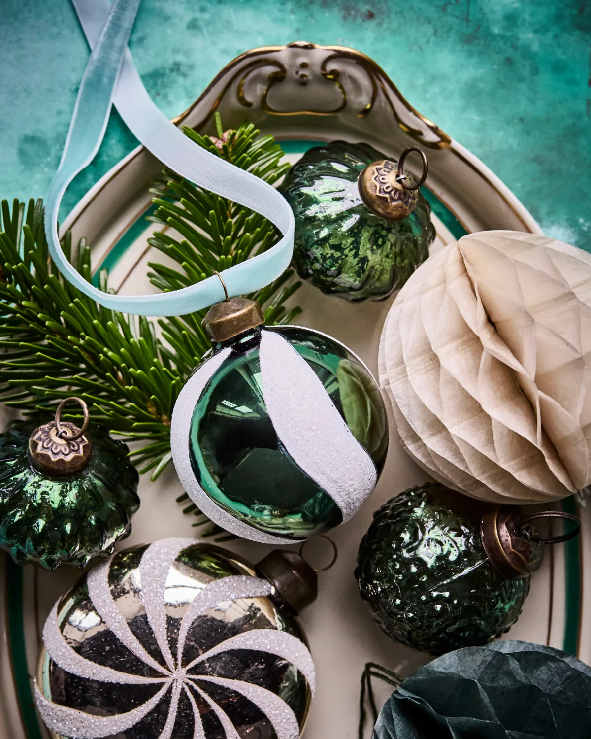 Twister Christmas tree bauble Ø6 cm 4-pack, Green-white House Doctor