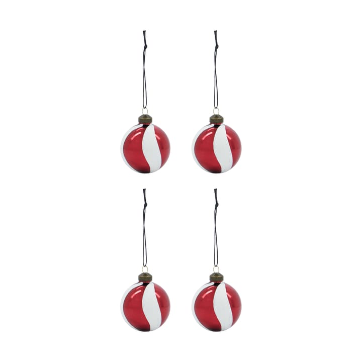 Twister Christmas tree bauble Ø6 cm 4-pack - White-red - House Doctor