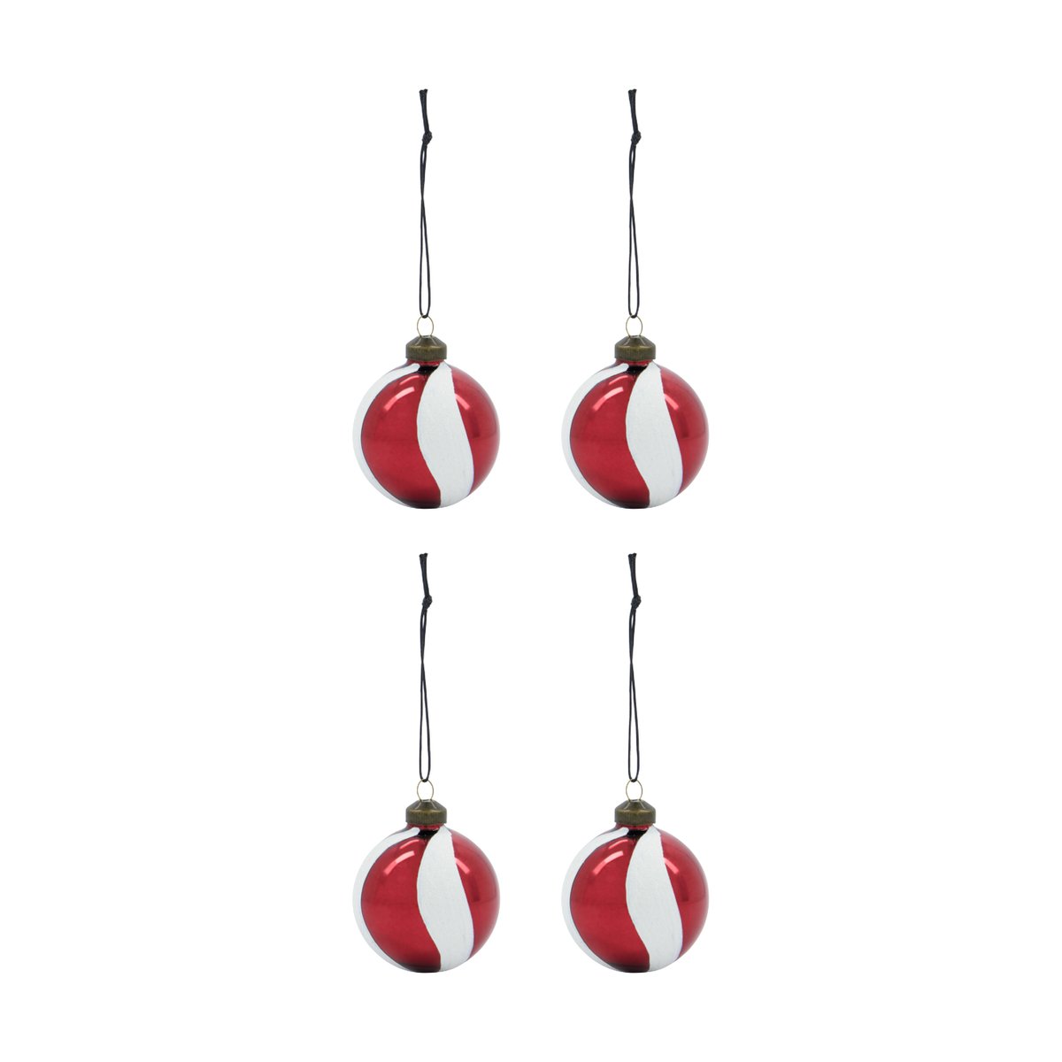 House Doctor Twister Christmas tree bauble o6 cm 4-pack White-red