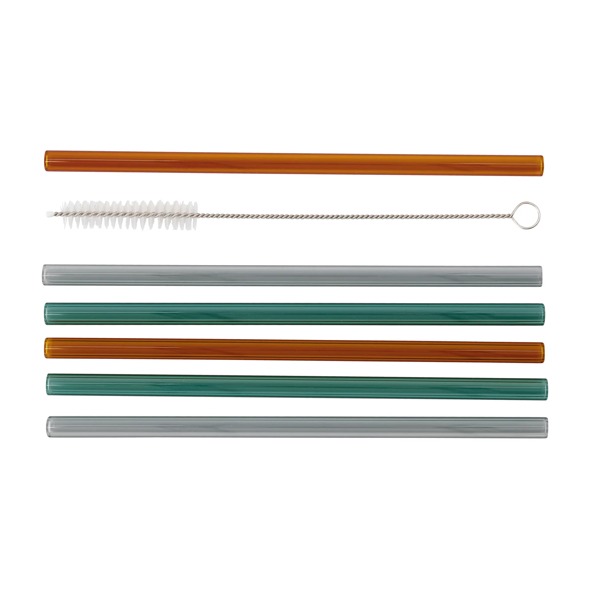 Vaca glass straw 6-pack, green-grey-orange House Doctor