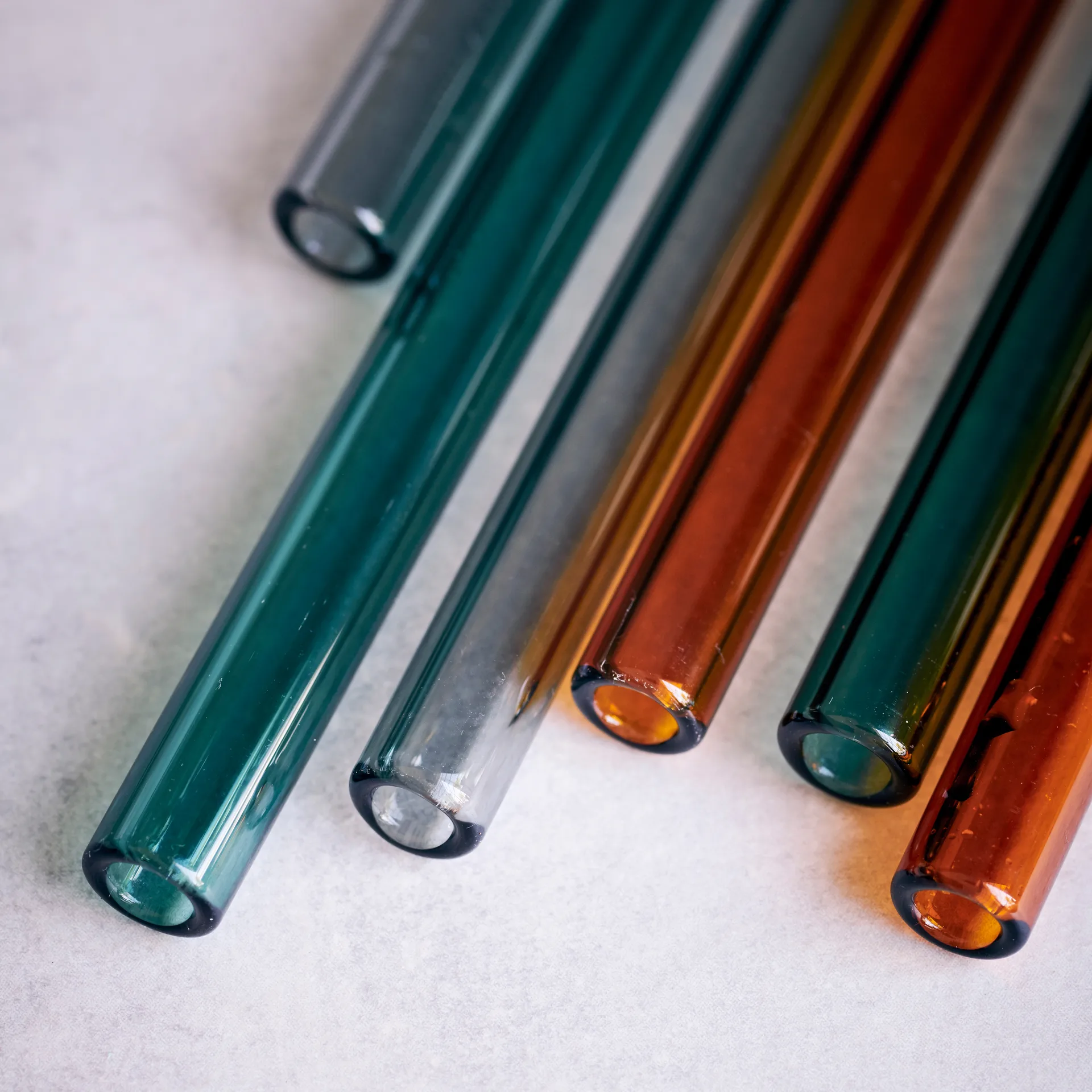 Vaca glass straw 6-pack, green-grey-orange House Doctor