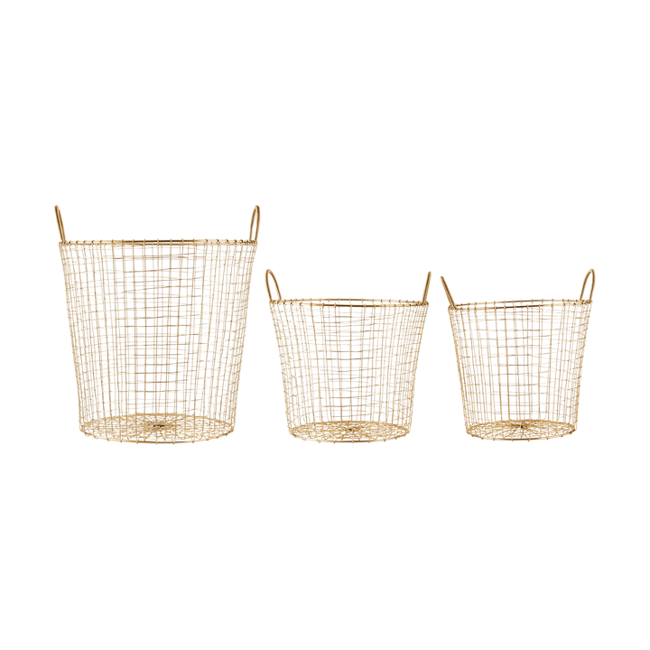 Wire basket set of 3 - Brass - House Doctor