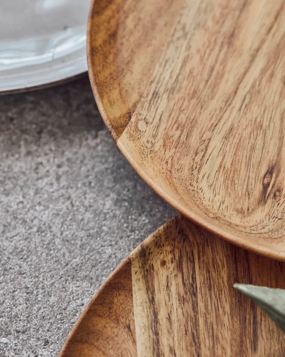 Wood tray Ø17.5 cm 2-pack, Nature House Doctor