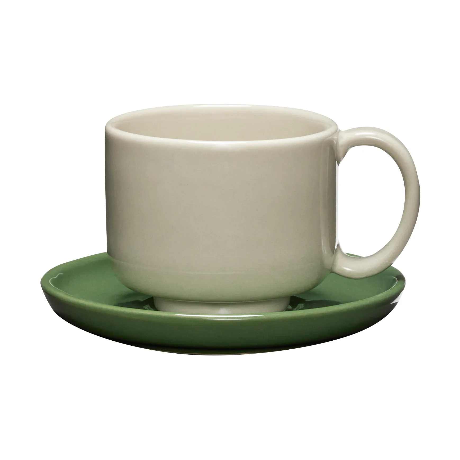 Amare cup with saucer, Sand green Hübsch Interior