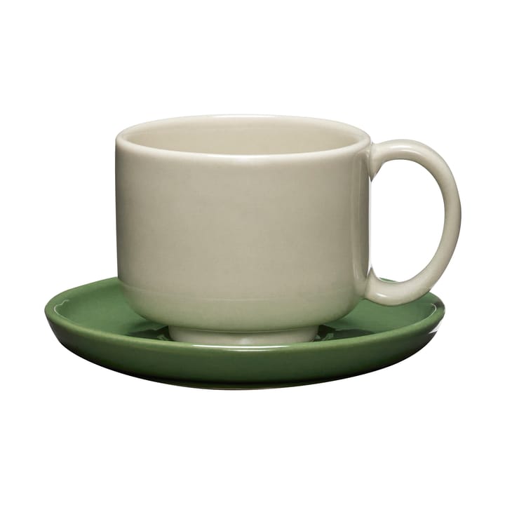 Amare cup with saucer - Sand green - Hübsch