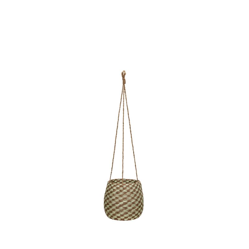 Hübsch Basket Faye Checky 20 cm Nature | Scandinavian Design | Storage baskets |
