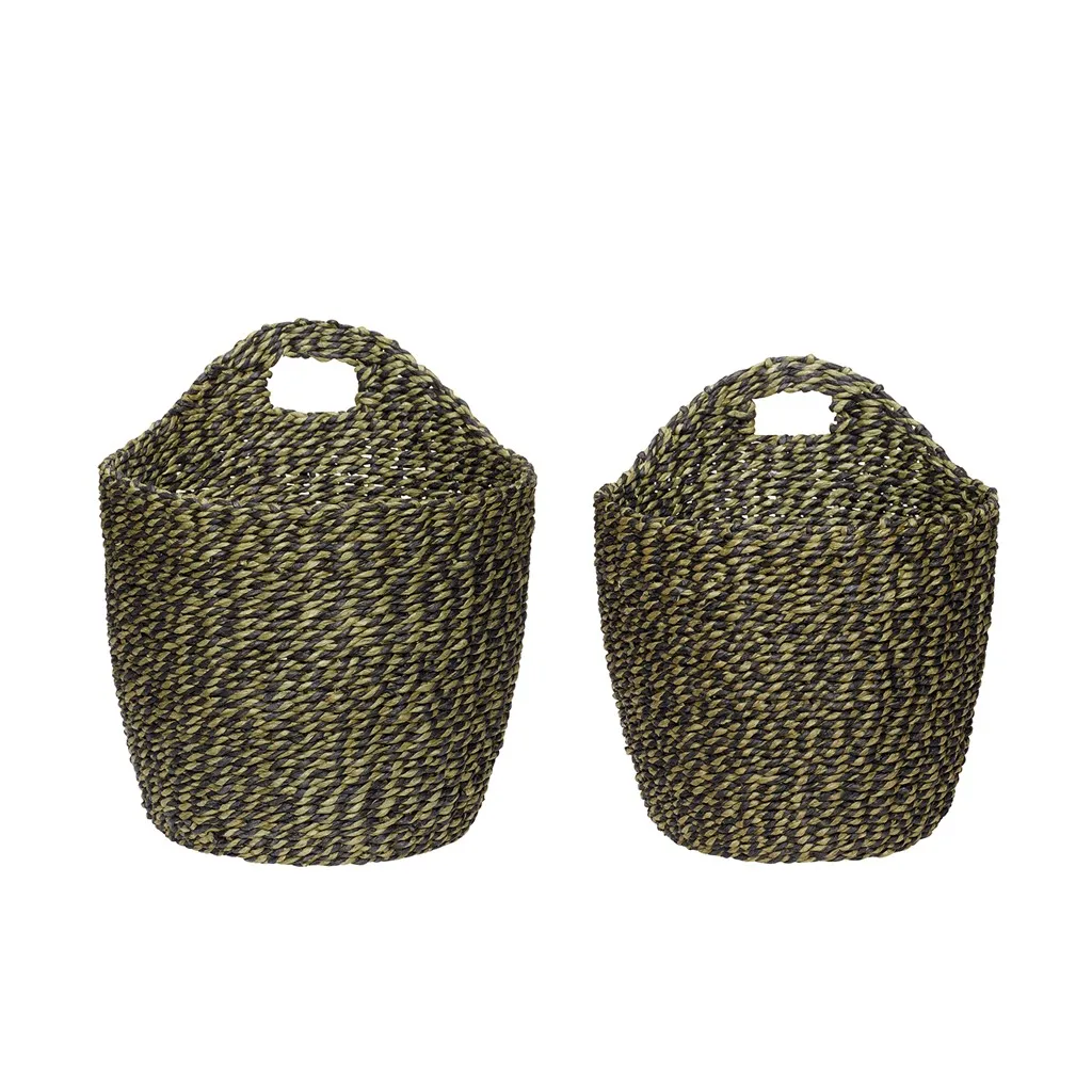 Basket Paper Rope 2-pack, Green-black Hübsch Interior