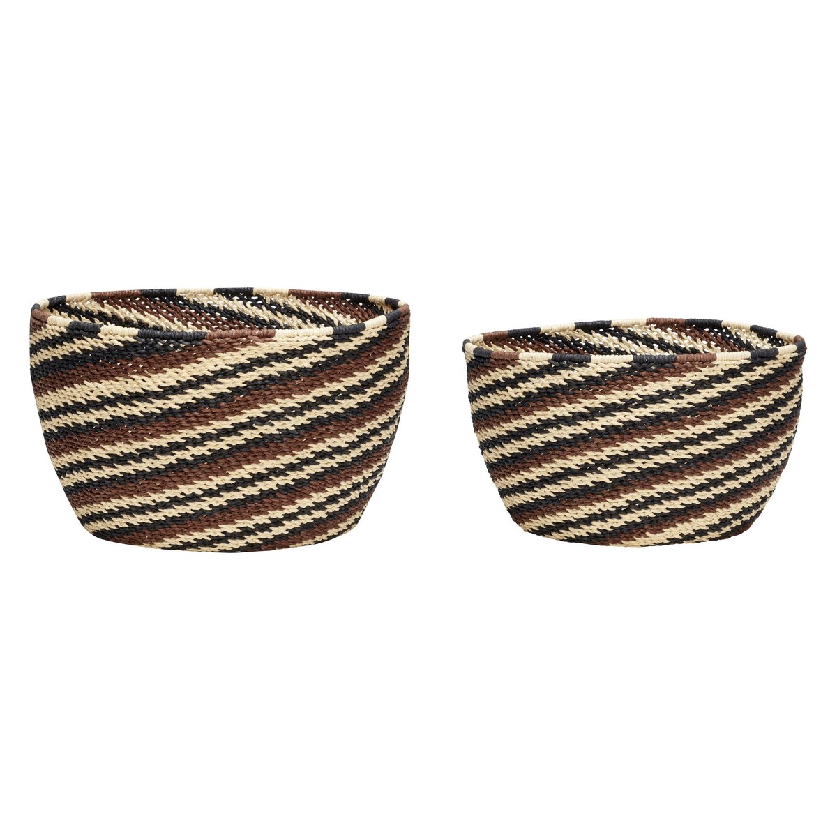 Hübsch Basket round 2-pack Black-brown-nature | Scandinavian Design | Storage baskets | Multi