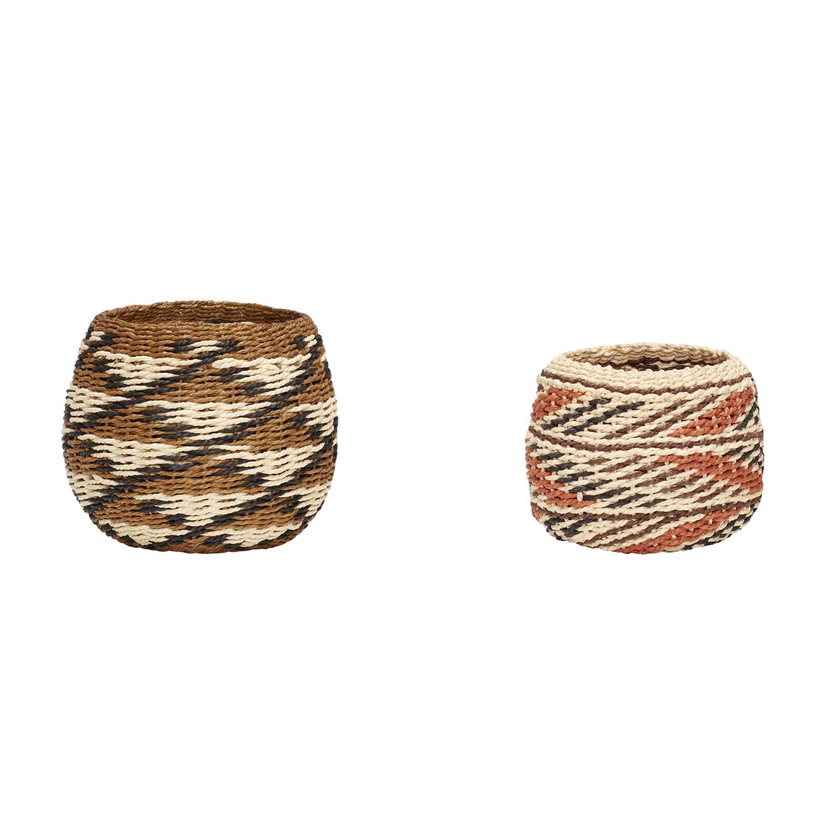 Hübsch Basket round 2-pack Natural-orange | Scandinavian Design | Storage baskets | Multi