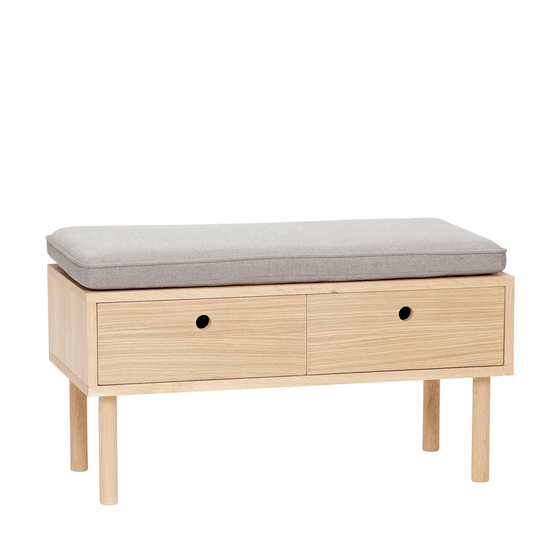 Bench with cushion and drawers 40x85 cm, Nature-grey Hübsch Interior
