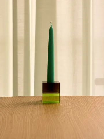 Block candle holder, 2 pieces - Brown-green, gray-pink - Hübsch