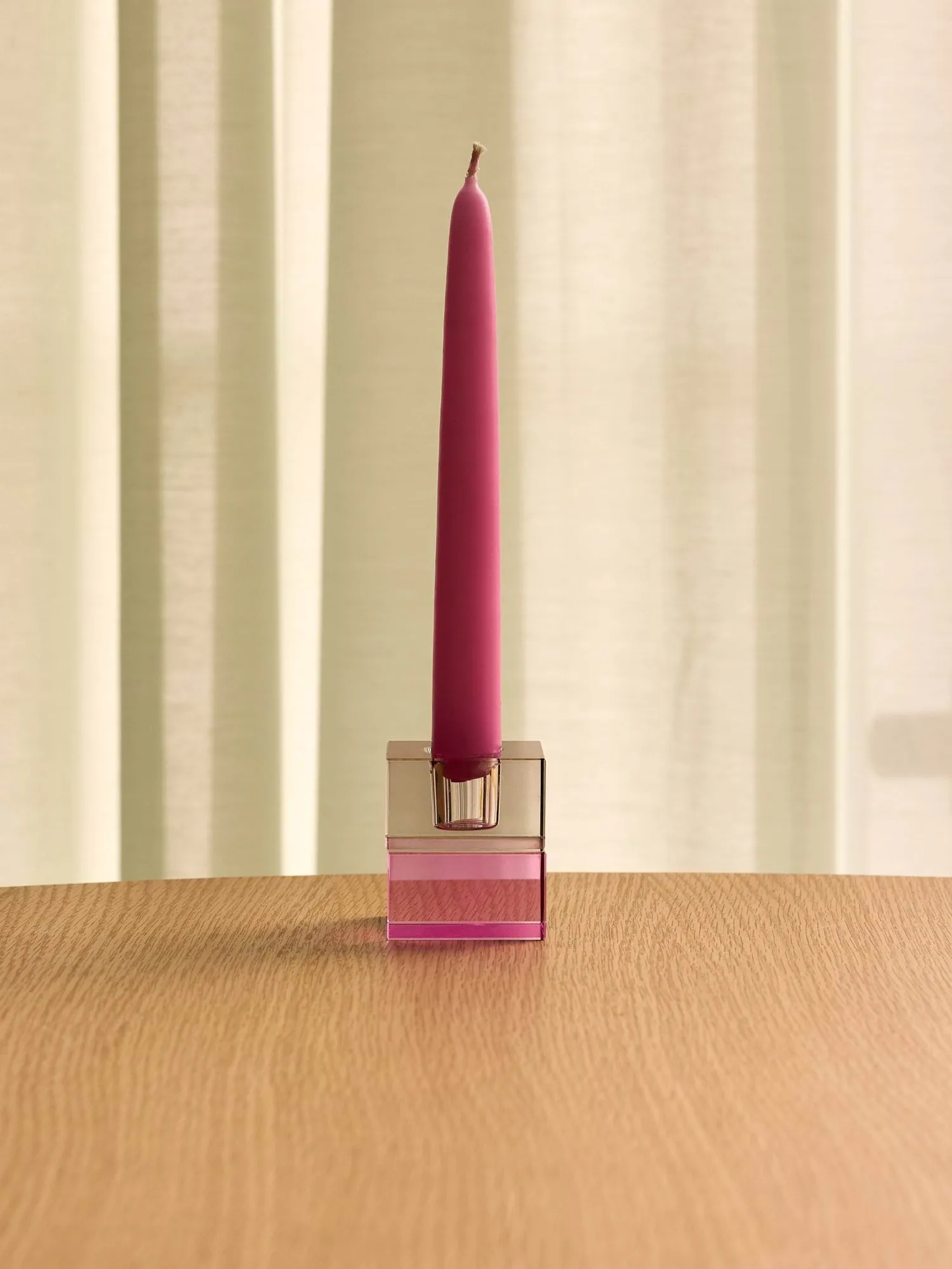 Block candle holder, 2 pieces, Brown-green, gray-pink Hübsch