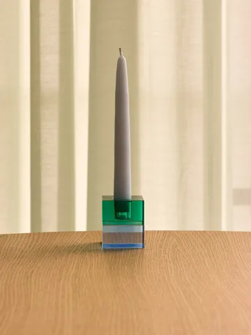 Block candle holder 2 pieces - Green-blue, orange-green - Hübsch Interior
