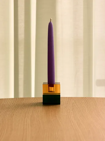 Block candle holder 2 pieces - Green-blue, orange-green - Hübsch Interior