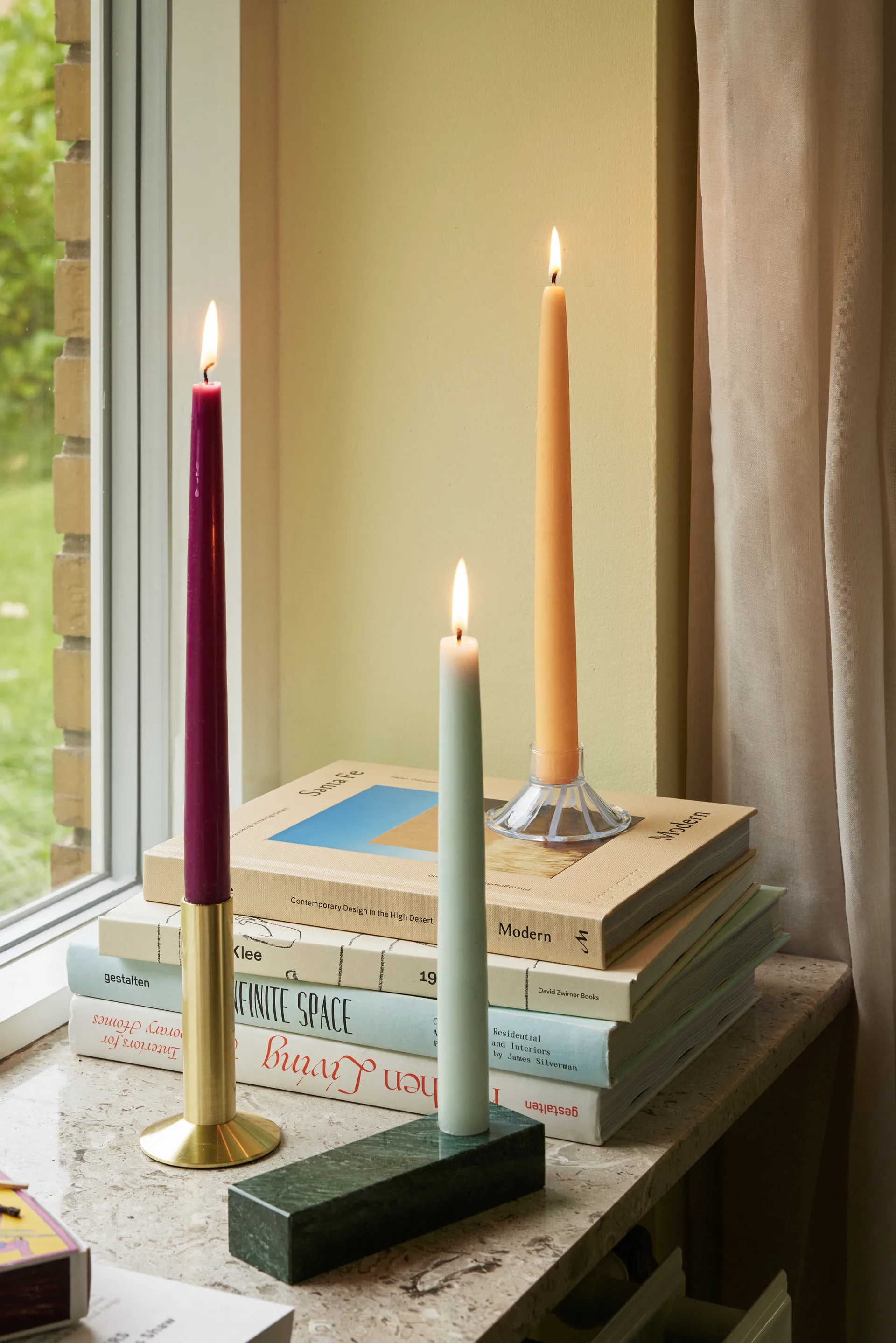 Brick candle holder, Green Hübsch Interior