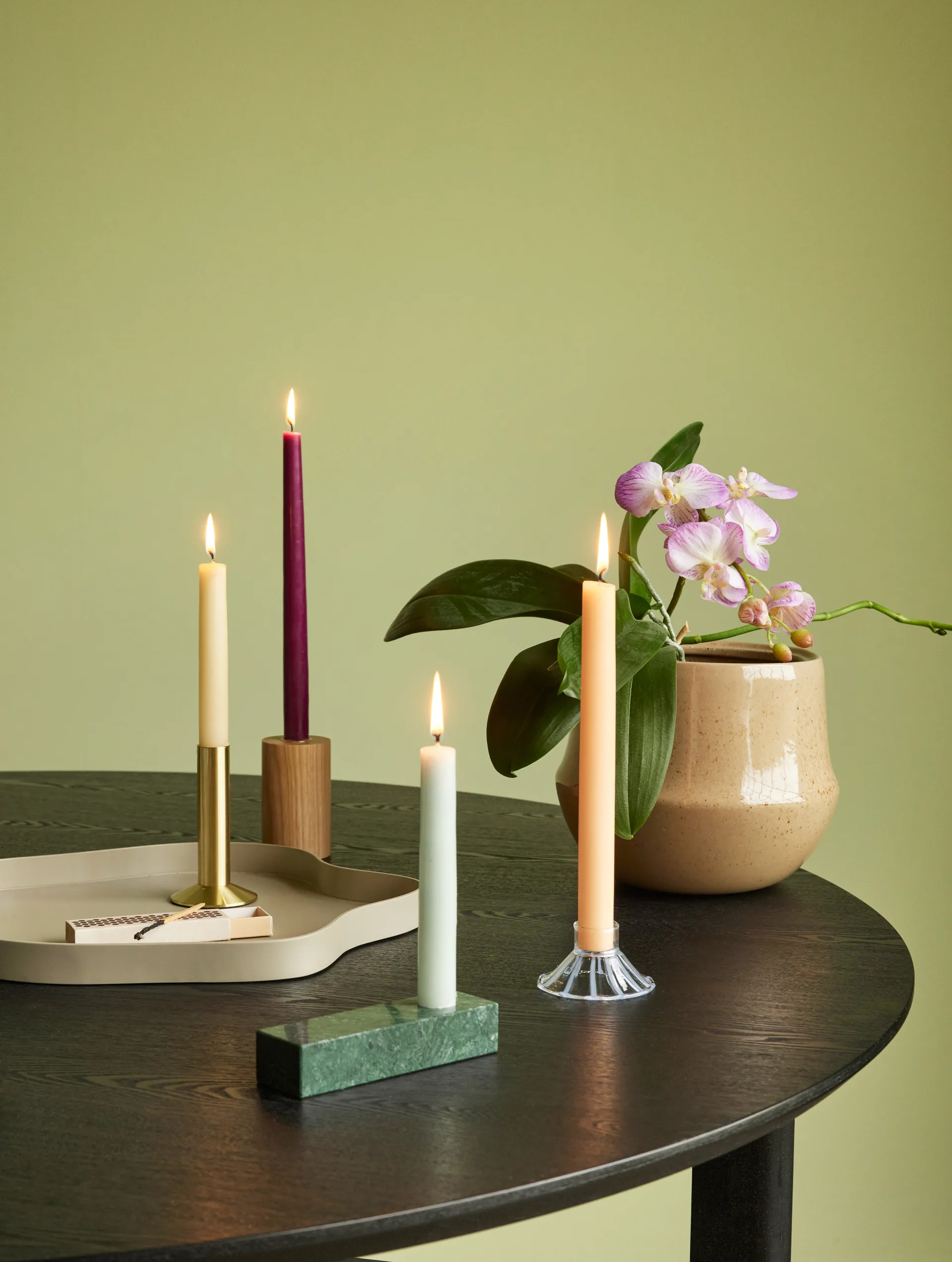 Brick candle holder, Green Hübsch Interior