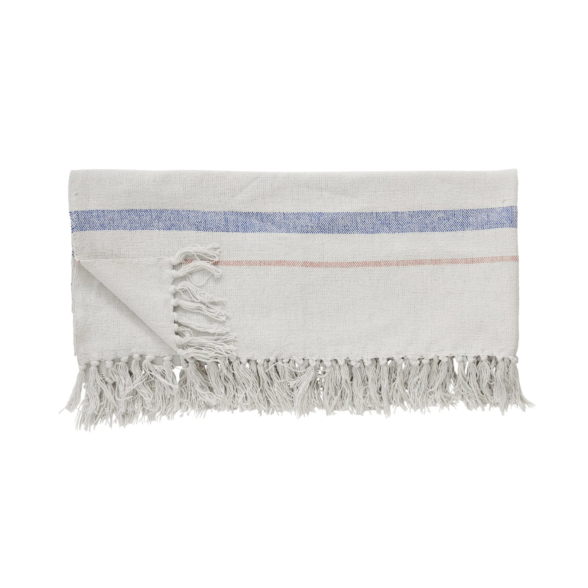 Cotton throw 140x200 cm, Beige-blue-red Hübsch Interior