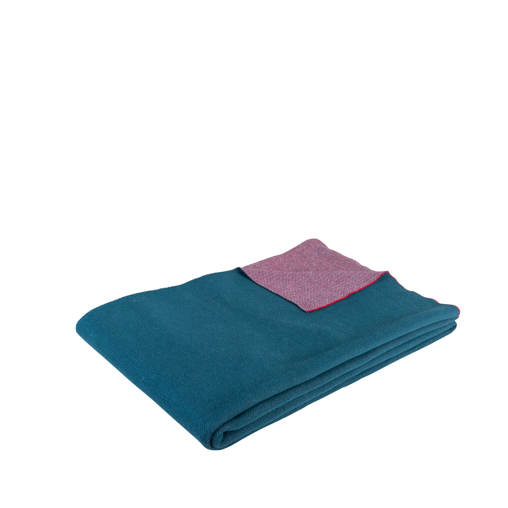 Cotton throw 140x200 cm, Petroleum blue-bordeaux Hübsch Interior