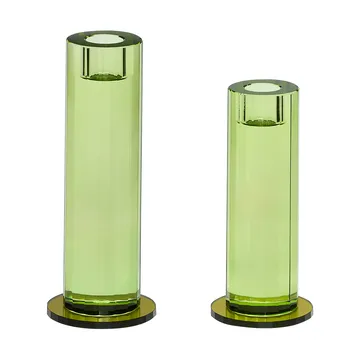 Cut candle holder 2 pieces - Green - Hübsch Interior