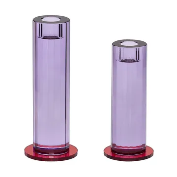 Cut candle holder 2 pieces - Purple - Hübsch Interior