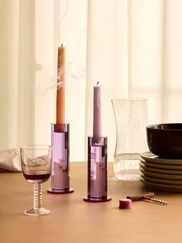 Cut candle holder 2 pieces - Purple - Hübsch Interior