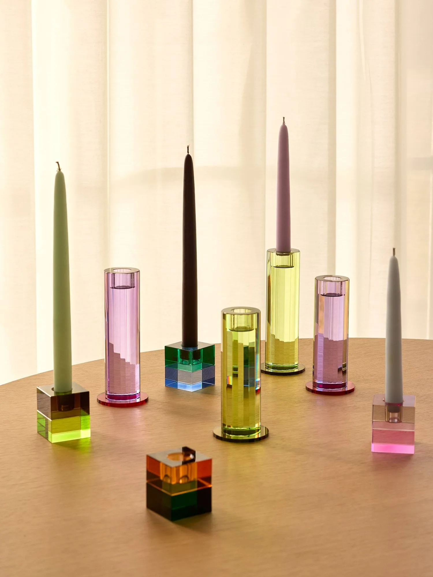 Cut candle holder 2 pieces, Purple Hübsch Interior