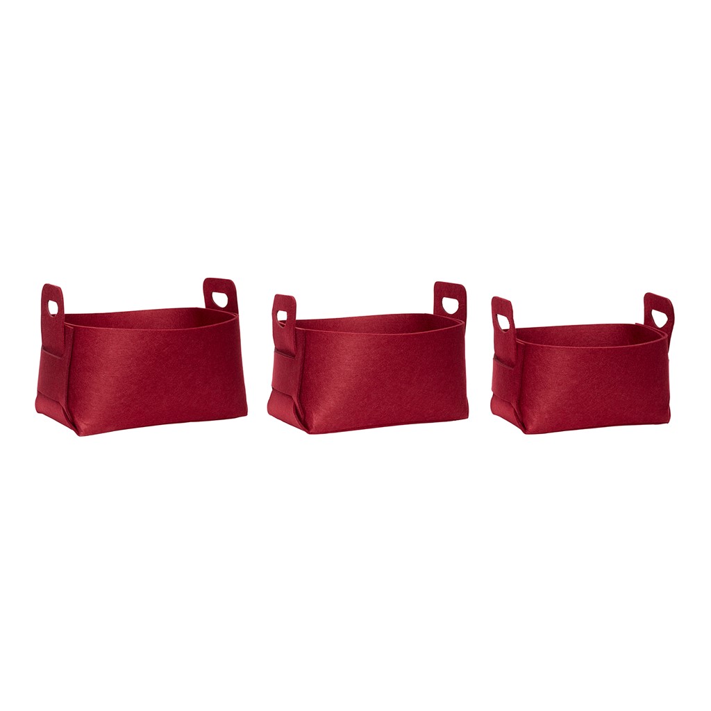 Hübsch Felt basket 3 sizes Red | Scandinavian Design | Storage baskets | Red
