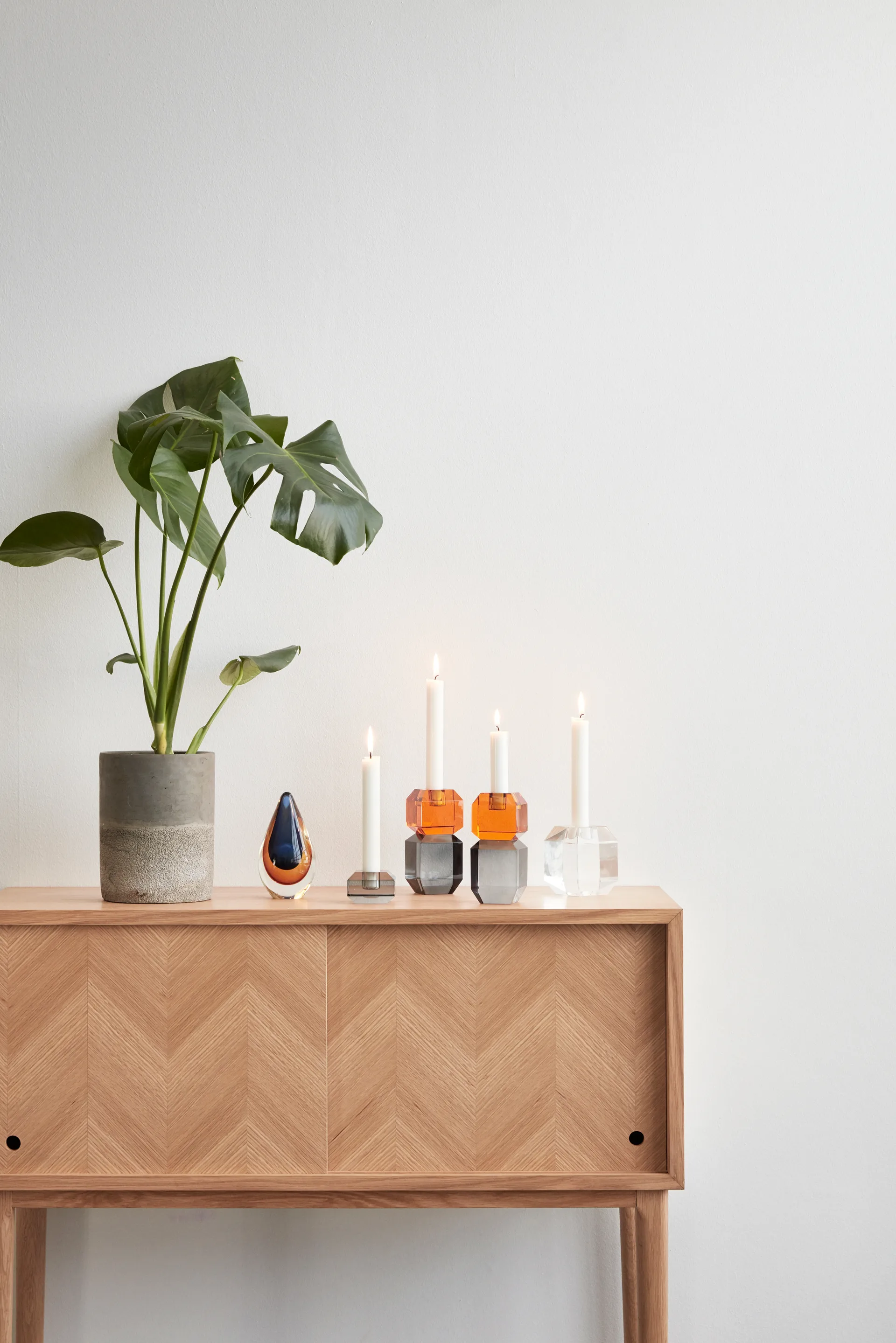 Gem candle holder, Orange-grey Hübsch