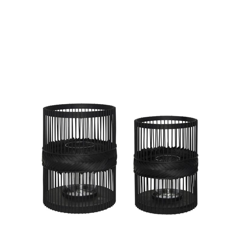 Hübsch Hexa lanterns 2-pack Black | Scandinavian Design | Tea light holders, lanterns & candle dishes | Black