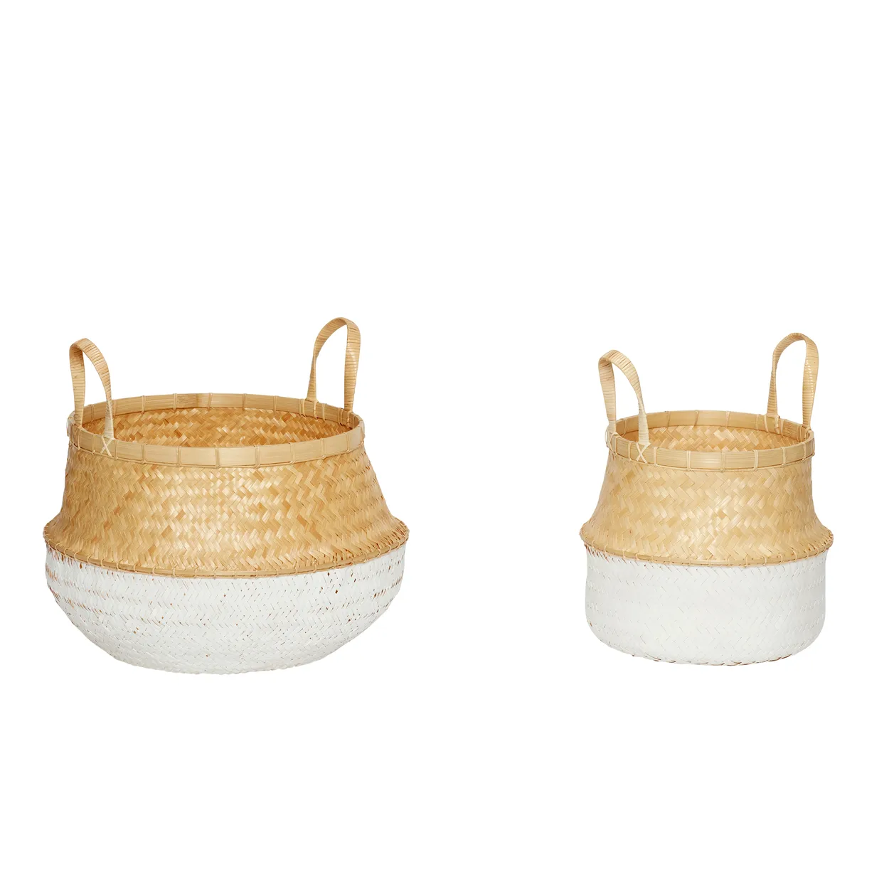 Hübsch basket 2-pack Nature-white | Scandinavian Design | Storage baskets |