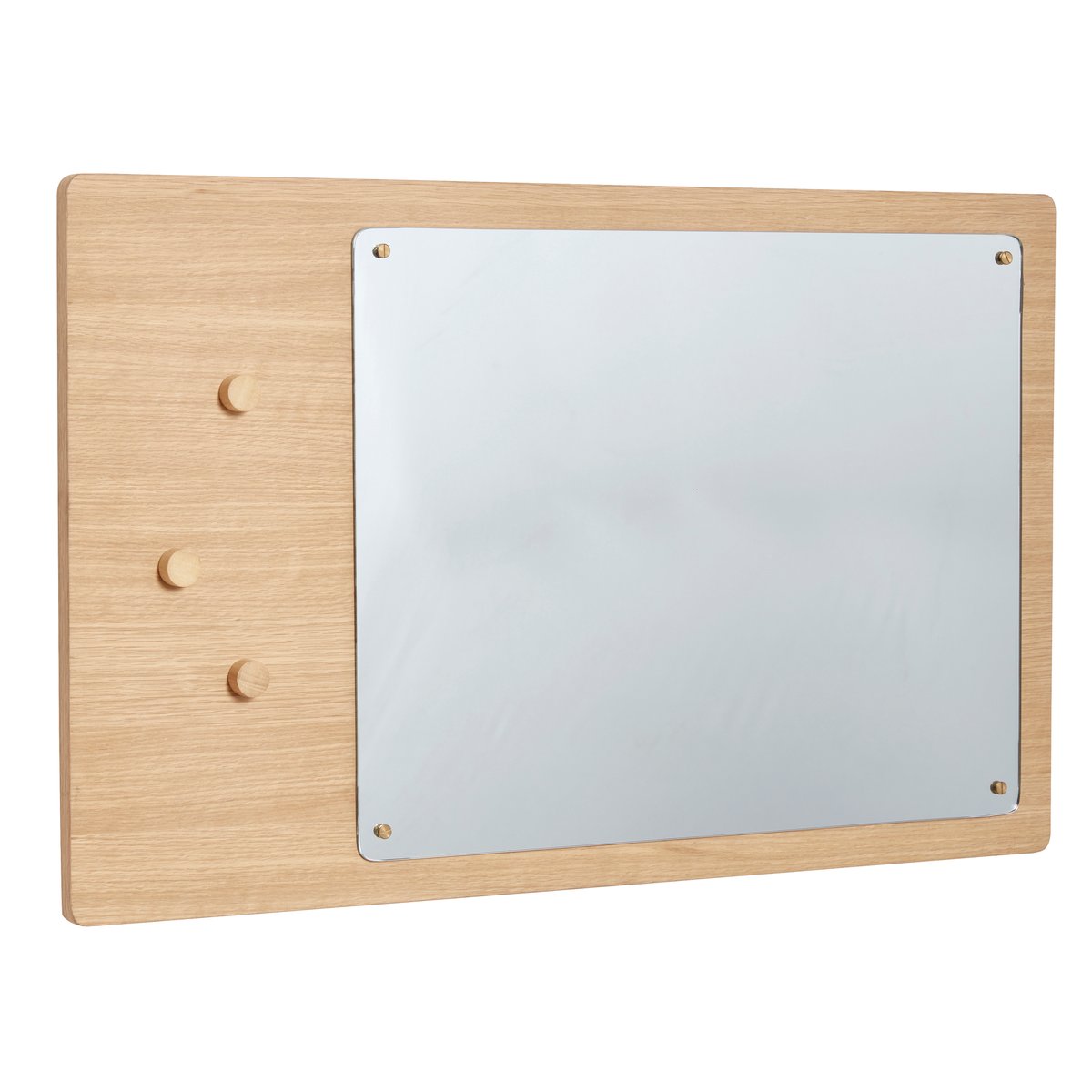 Hübsch wall mirror 80x50 cm Oak wood | Scandinavian Design | Wall mirrors | Beige