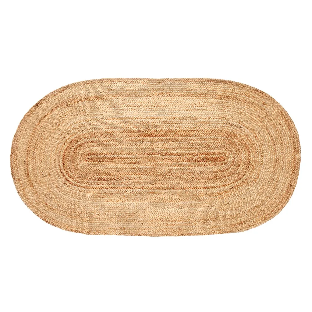 Hübsch Jute rug oval 100x200 cm Nature | Scandinavian Design | Fringe & Deep pile rugs | Beige