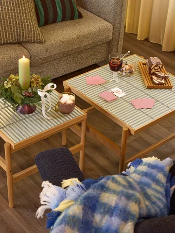 Loom throw blanket - Blue, 140x200 cm - Hübsch Interior