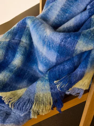 Loom throw blanket - Blue, 140x200 cm - Hübsch Interior