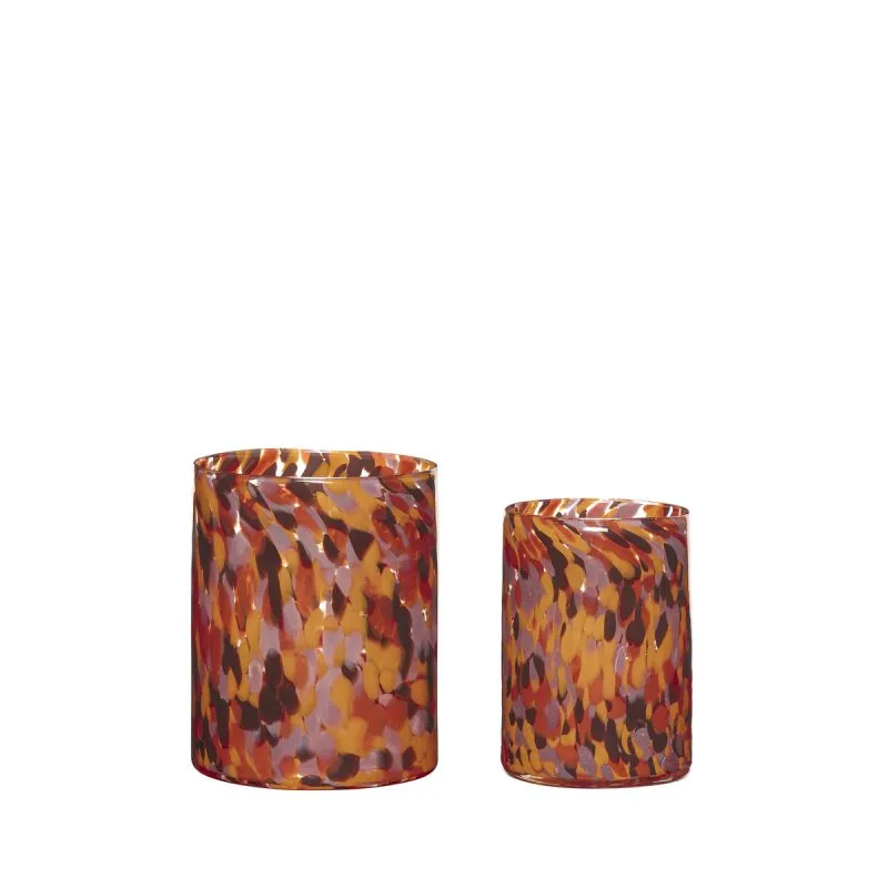 Hübsch Luce candle lantern 2-pack Orange-red | Scandinavian Design | Tea light holders, lanterns & candle dishes | Multi