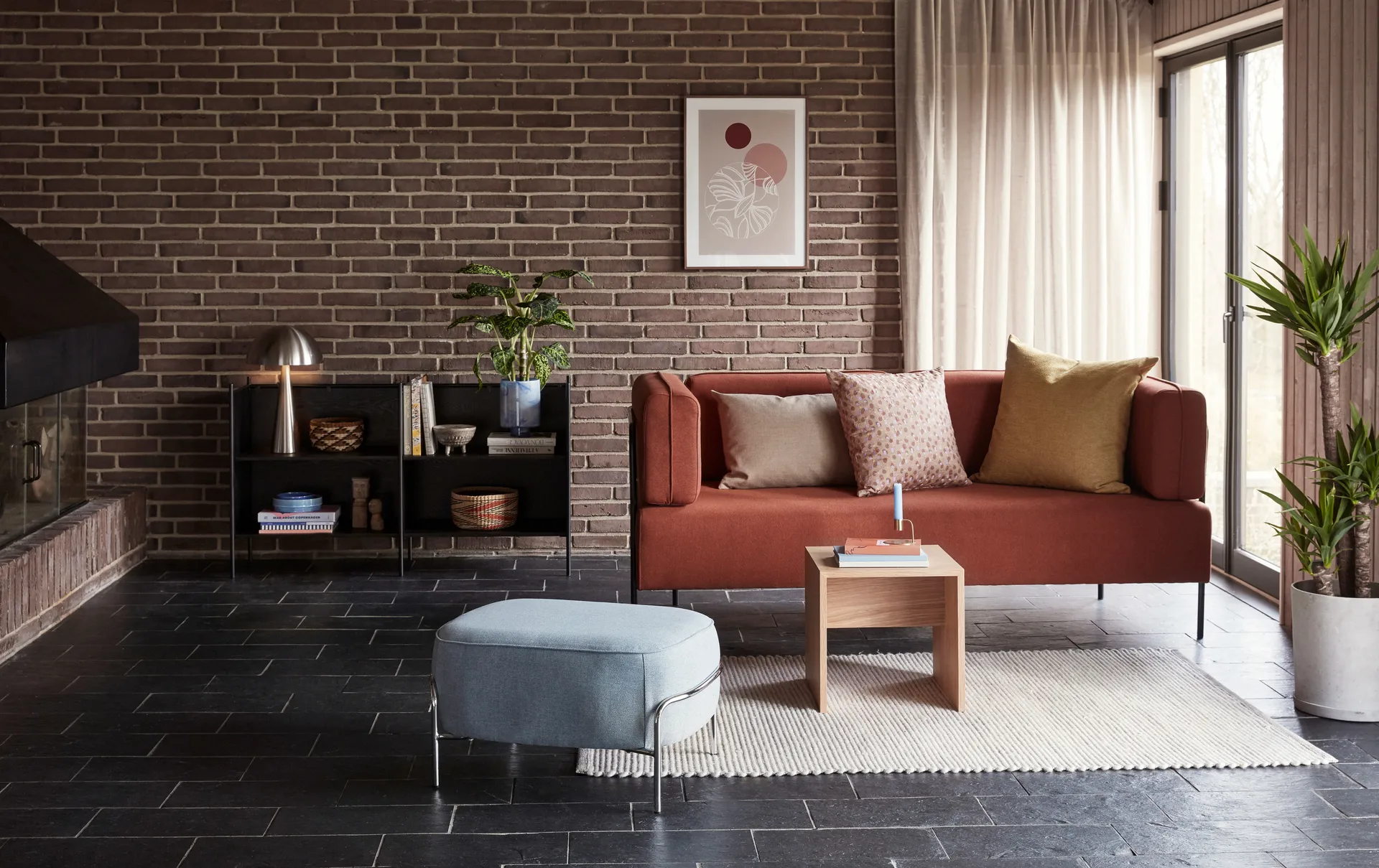 Mush table lamp, Nickel, tall 50 cm Hübsch Interior