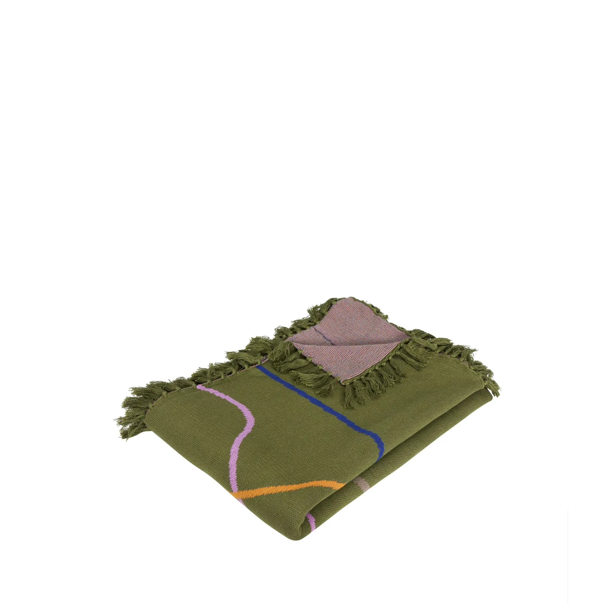 Outline throw blanket 140x200 cm, Green-patterned Hübsch Interior