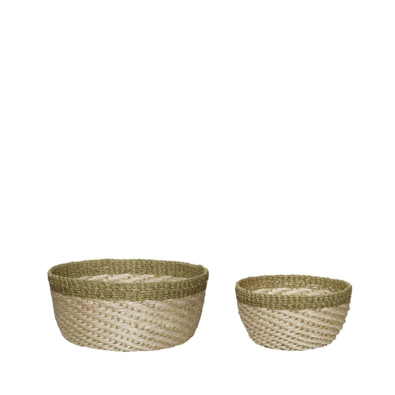 Hübsch Palm baskets 2-pack Nature-green | Scandinavian Design | Storage baskets |
