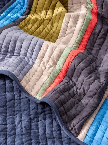 Pavilion throw - Blue-multicolour, 140x200 cm - Hübsch