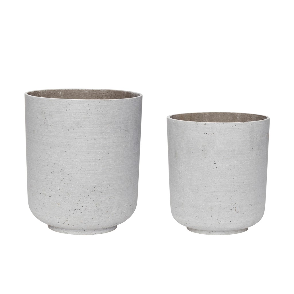 Hübsch Pot Stone 2-pack Gray | Scandinavian Design | Flower pots | Grey