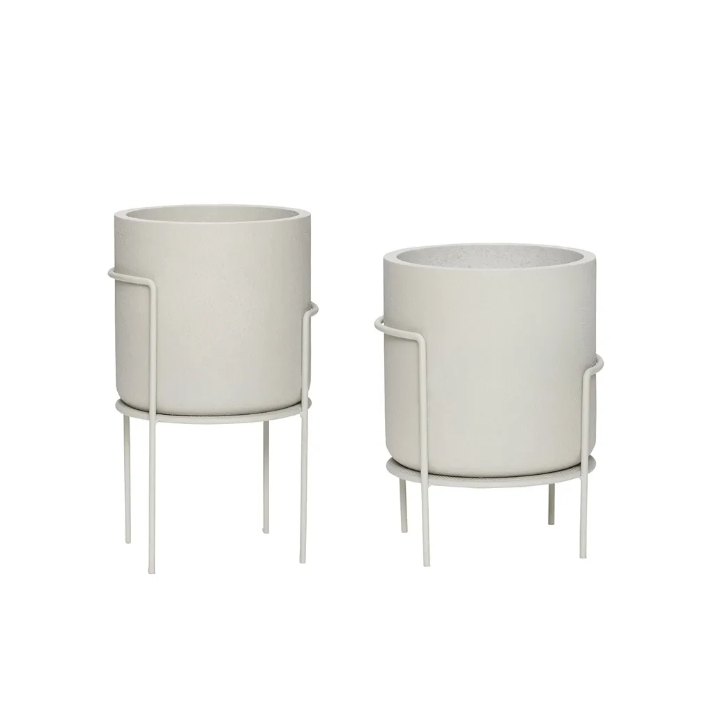 Pot with legs 2-pack, Gray Hübsch Interior