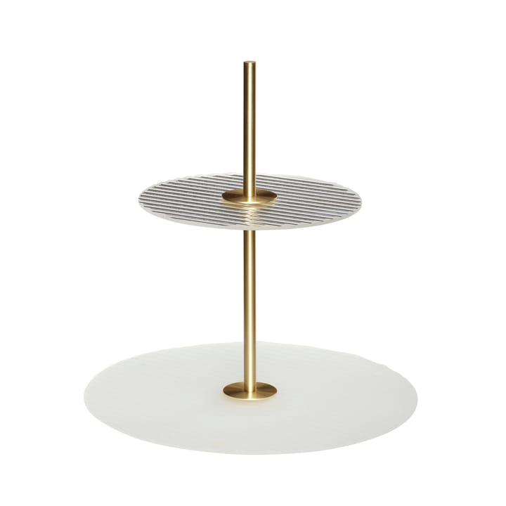 Ripple cake stand Ø30 cm - Glass-metal-frosted-clear-brass - Hübsch