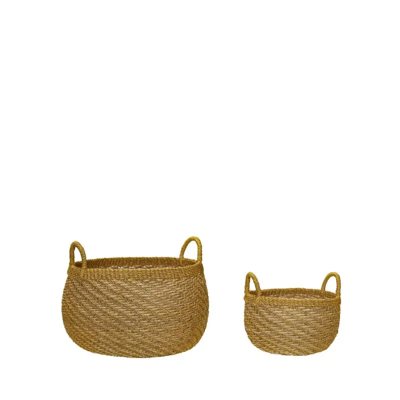 Hübsch Solar baskets 2-pack Natural - yellow | Scandinavian Design | Storage baskets | Yellow
