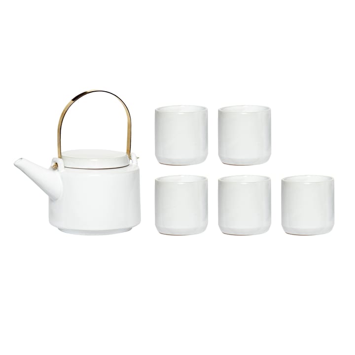 Tea set 5 pieces with pitcher, White Hübsch Interior