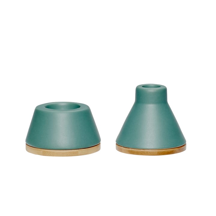 Tealight holder 2-pack - Green-nature - Hübsch