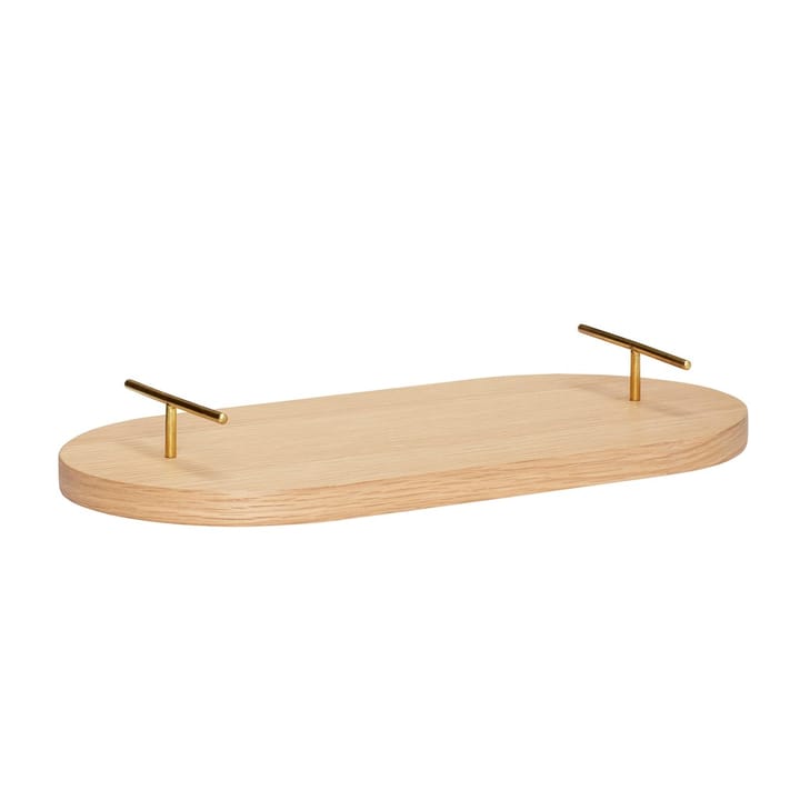 Tray with wooden handle 40 cm - Beige - Hübsch