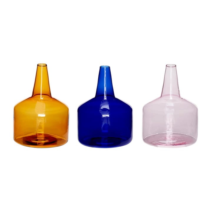 Vase 3-pack - Glass-amber-blue-pink - Hübsch