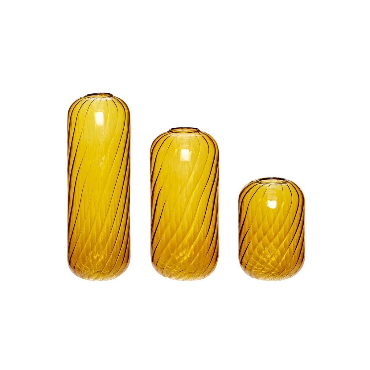 Hübsch Vase 3-pack Glass-amber | Scandinavian Design | Vases | Orange