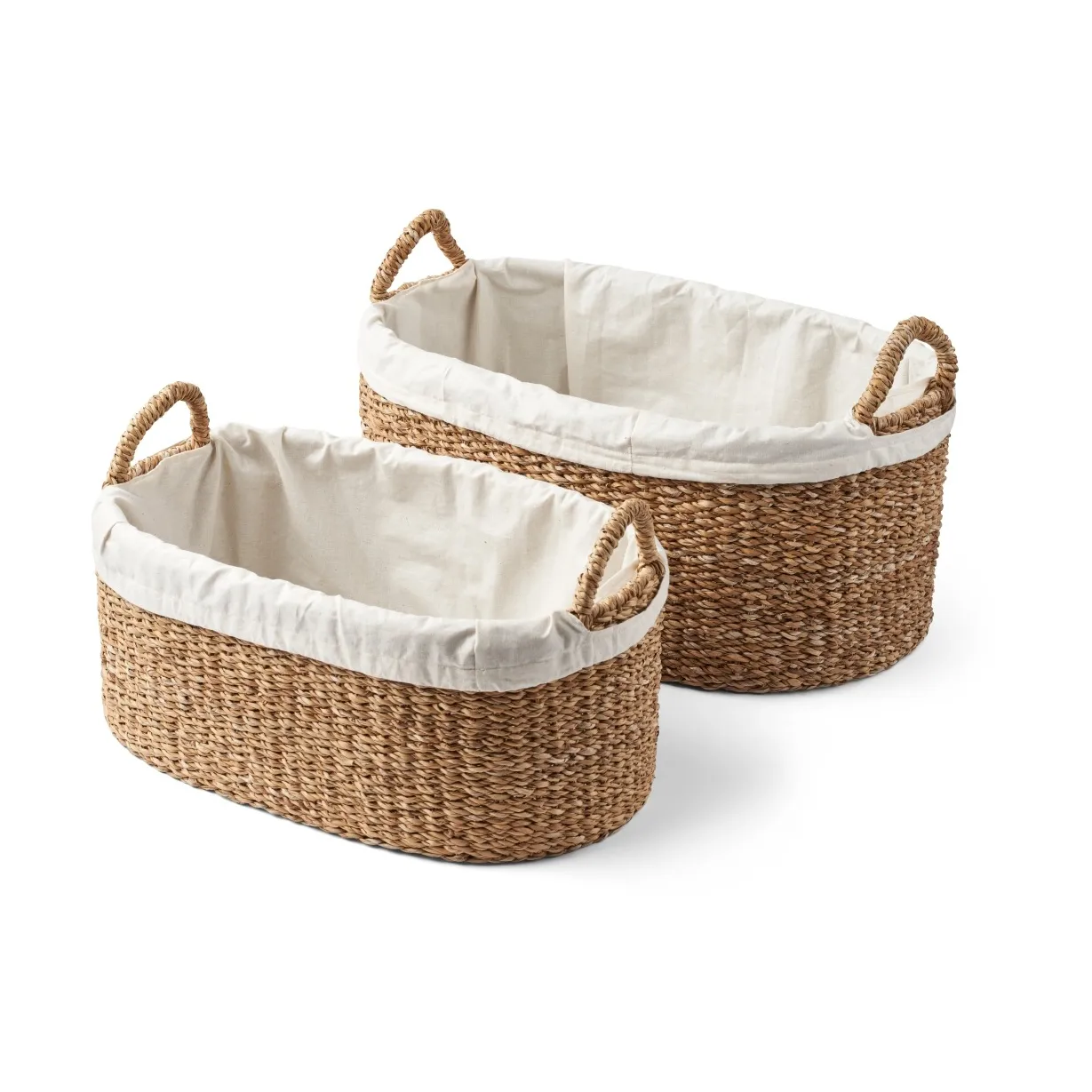 Humdakin laundry basket low 2 parts Braided | Scandinavian Design | Laundry baskets | Beige