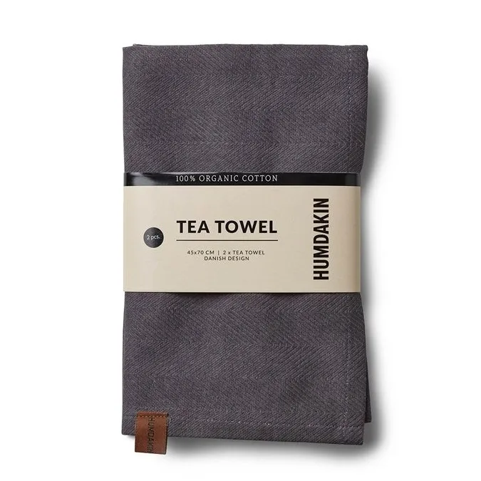 Humdakin Organic kitchen towel 45x70 cm 2-pack, Dark ash Humdakin